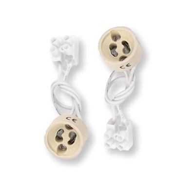 Lot de 2 douilles en céramique GU10 blanches, idéales pour l'éclairage intérieur et la décoration moderne.