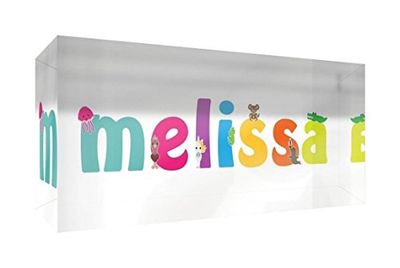 Little Helper recuerdo decorativo de acrílico transparente pulido como diamante estilo illustratif pintado con el nombre de joven Melissa 5 x 21 x 2 cm gran