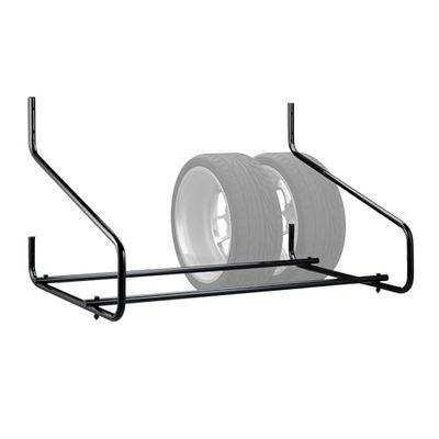 Relaxdays Soporte Ruedas Pared, para Colgar 4 Llantas, Almacenaje Neumáticos, Telescópico, hasta 80 kg, Acero, Negro, 67 x 117,5 x 74 cm