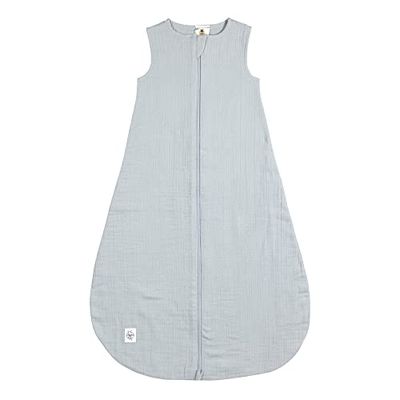 LÄSSIG Saco de Dormir de Verano para Bebé sin Mangas Algodón Muselina Certificado GOTS/Muslin Baby Sleeping Bag GOTS powder blue, 74/80