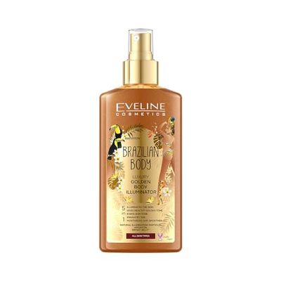 Briquet corporel doré luxueux Eveline Cosmetics Brazilian Body 5 en 1, 150 ml