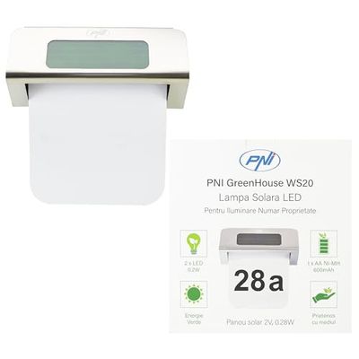 PNI GreenHouse WS20 LED Lampe Solaire pour Éclairage Numéro de Propriété Montage Mural