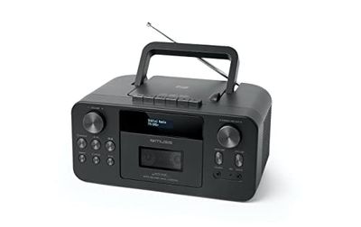 MUSE Radio portatile DAB+ con lettore CD Bluetooth, lettore CD, FM, ingresso auricolari, AUX-In, display LCD, streaming musicale, nero (M-182DB)