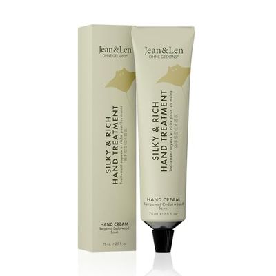 Jean & Len Silky and Rich Hand Treatment Bergamot and Cedarwood, recyclable aluminum tube (without cap), rich hand cream, ensures soft hands, free from parabens and silicones, vegan, 75 ml