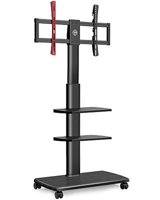 FITUEYES tv standaard verrijdbaar 1.5m met 20mm hout-voet voor 32-43 55 65 70 inch, Draaibaar & Hoogte verstelbaar tv stand trolley wheel, universal vloerstandaard op wielen Max VESA 600x400mm