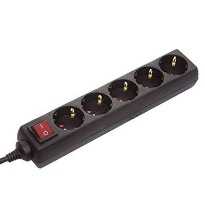 as - Schwabe - Tomada de corrente múltipla com interruptor - tomada múltipla com cabo de 1,4 m - 230 V / 16 A tomada de corrente múltipla com interruptor e proteção de contacto aumentada - preto