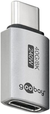 goobay Adaptador USB C 240W 40 Gbit extensión Recta USB4 (Macho a Hembra) / Adaptador USB 4.0 8K@60 Hz, Compatible con Versiones anteriores USB 3.1, 74447