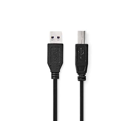 NEDIS USB-kabel - USB 3.2 Gen 1 - USB-A stekker - USB-B stekker - 5 Gbps - Vernikkeld - 2.00 m - Rond - PVC - Zwart - Box