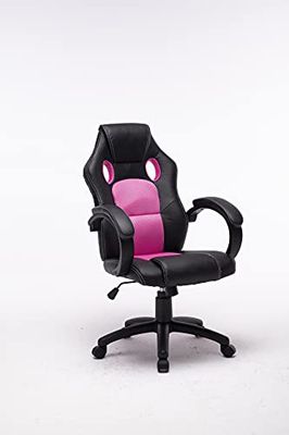 MUEBLIX.COM Bureaustoel of gamingstoel roze Valencia | bureaustoel met kantelbare rugleuning met wielen | bureaustoel in moderne stijl van polypropyleen | kleur roze