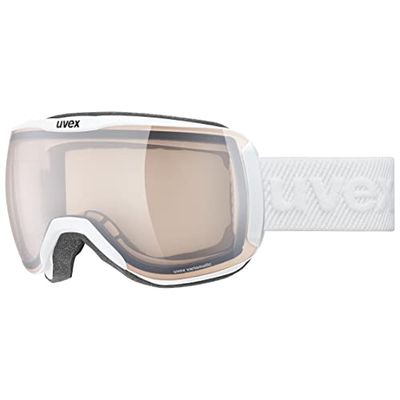 uvex downhill 2100 V - skibril voor dames en heren - meekleurend - condensvrij - white matt/vario silver-clear - one size