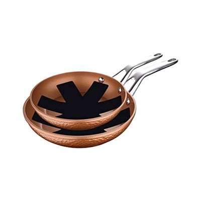 SAN IGNACIO Ursprung | Non-stick stekpannor | Set med 2 delar med 16 och 20 cm diameter och 2 skydd | Tillverkad av smidd aluminium | Stekpannor | Lämplig för alla typer av spisar