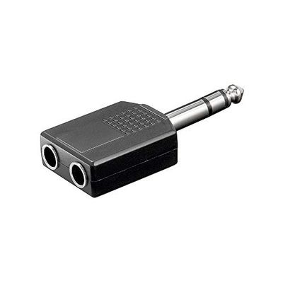 Goobay 11102 6,35 mm, 2 x 6,35 mm, preto - adaptador para cabo (6,35 mm, 2 x 6,35 mm, conector macho / Female, preto)