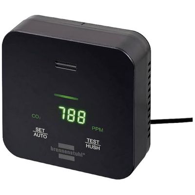 Brennenstuhl CO2 Meter C2M L 4050 for monitoring air quality (with CO2 traffic light display, alarm signal, battery operation up to 12h, incl. power supply unit)