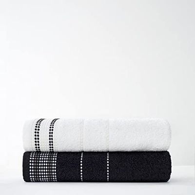 GC GAVENO CAVAILIA 550 GSM Premium Quality, Super Soft Comfortable, 100% Cotton Extra Thick Water Absorbent Towels, Egyptian, Black, 2 Pack Bath