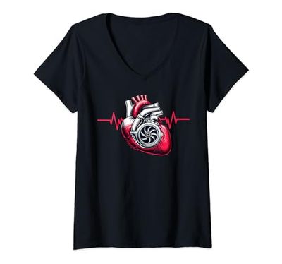 Mujer Camisetas Turbo para hombre Turbo Caracol Corazón Turbo Camiseta Cuello V