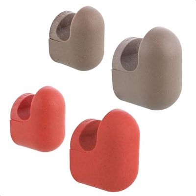 WAGNER - hooks4home - Crochet mural design PILL, set de 4 pièces - 51 x 32 x 37 mm & 76 x 47 x 55 mm, plastique bio recyclé, taupe/rouge corail - Made in FR - 17042124