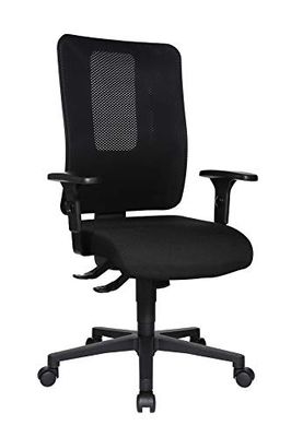 Topstar Open X (N) Silla de Oficina ergonómica de Escritorio con Malla Transpirable Cubierta de Tela Negra