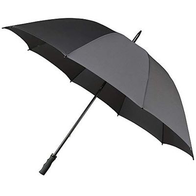 Impliva Golf-paraplu voor heren, handmatige opening, 8 stutten van glasvezel, onbreekbaar, extreem winddicht, brede bescherming met diameter 100 cm, grijs