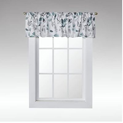 SKL Home Windsor Cantonnière Motif Feuilles Gris 177,8 x 35,6 cm