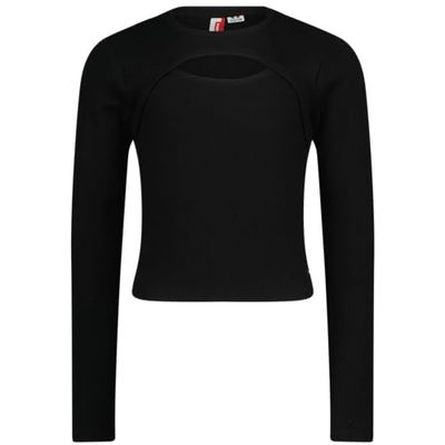 Vingino Girls G-Basic-Rib detail in kleur diep zwart in maat 2, zwart (deep black), 24 Maanden