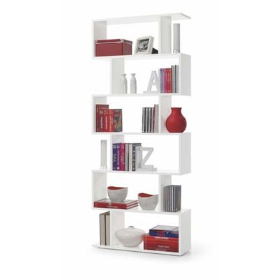 BLUCO Boekenkast, ruimteverdeler, model DANERYS, kleur wit, glanzend, afmetingen: 80 cm (breedte) x 192 cm (hoogte) x 24 cm (diepte)