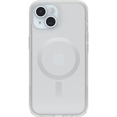 Hoesje van OtterBox voor iPhone 15, iPhone 14 en iPhone 13 Symmetry Series, compatibel met MagSafe, slanke pasvorm, verhoogde randen beschermen camera en scherm, transparant