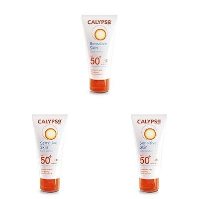 Calypso Sensitive Skin Face Sun Lotion | SPF 50+, Very High Protection, Hypoallergenic Sunscreen, Suitable for Kids, Water Resistant, 50ml (Pack of 3)