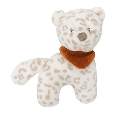 Nattou Peluche sonajero leopardo de las nieves Jungo, Aprox. 20 cm, Vegano, Boris & Jungo, Blanco