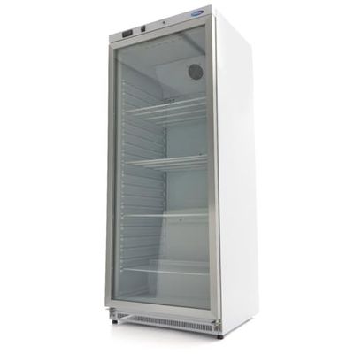 Koelkast 600 L Wit met Glazen Deur - 4 Verstelbare Roosters - Horeca Koeling - Professioneel
