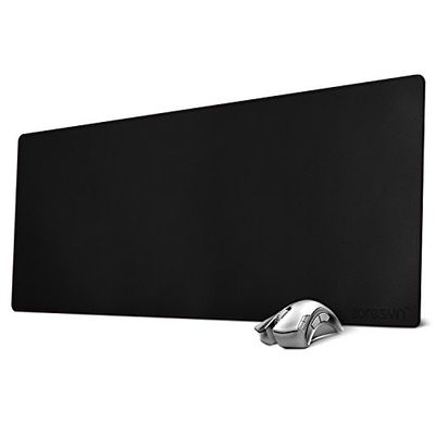 ZORESYN Alfombrilla Ratón Tamaño XL 900x400mm Almohadilla De Escritorio Cuero de la PU para Gaming y Oficina con Gran Tamaño(Negro)