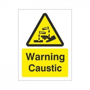 Warning Caustic Sign 150mm x 200mm - Self Adhesive