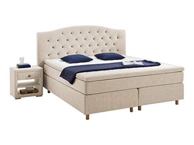 Atlantic Home Collection Claire – Cama, Incluye Topper, dureza Media H2 + rígida H3 (Duo), plástico, Crema, 180 x 200