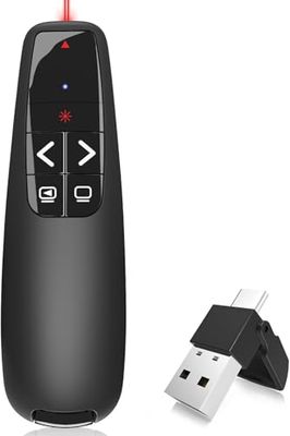 TOZKZO Télécommande Ordinateur Powerpoint, 2 en 1 USB Type C, Télécommande Powerpoint Sans Fil, Présentation Cliqueur, Compatible avec Ordinateur Personnel