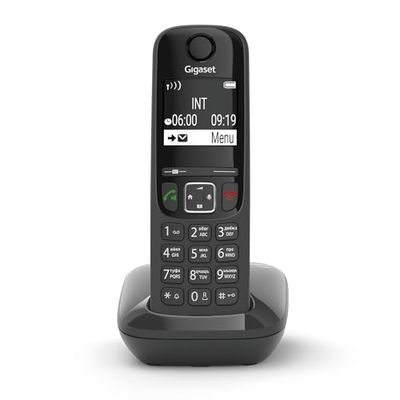 Gigaset AS690 - téléphone DECT sans fil - grand écran à haut contraste - excellente qualité audio - profils sonores réglables - fonction mains libres - protection des appels indésirables, noir