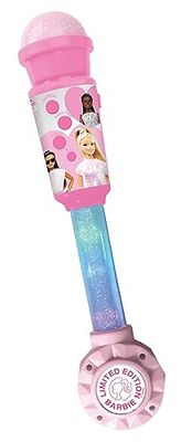 Lexibook Barbie, Microphone Lumineux pour Enfant, Jeu Musical, Haut-Parleur intégré, Effets Lumineux, Prise Aux-in, Rose, MIC90BB