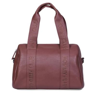 Childhome, Bolsa de pañales Bebe, Mommy Bag, Colchón cambiador de bebé incluido, muchos almacenes, cierres para cochecito, correa de piel, vegano, 22 L, Mommy Club Signature, Marrón Oscuro
