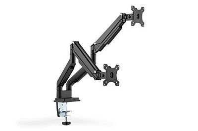 DIGITUS Monitor Mount - Clamp & Gas Strut - 2 Monitors - Up to 32 Inches - Up to 2 x 9 kg - VESA 75 x 75/100 x 100 - Black