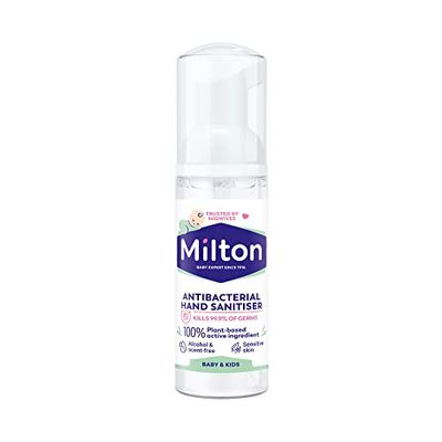 Milton Lloyd Mousse mains désinfectante pour Bébé | Hypoallergénique et Sans Rinçage | Spécial Peaux Sensibles | Testé Dermatologiquement | 50 ml