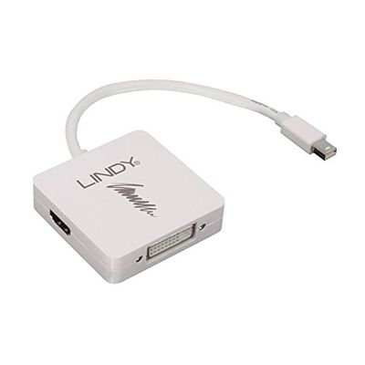 Lindy 41039 Adattatore Mini-DP a HDMI 4K30/DVI/DP 4K60, Bianco