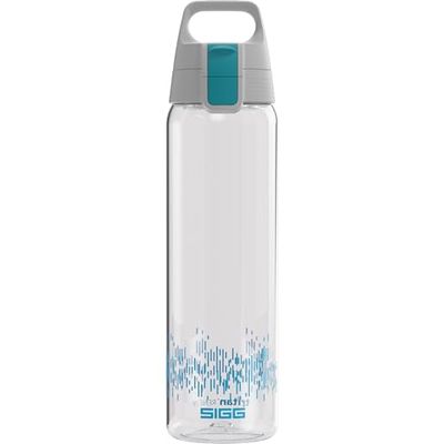 Sigg Total Clear ONE MyPlanet Aqua Botella cantimplora (0.75 L), botella hermética sin BPA, fuerte botella de plástico tritán con filtro para frutas