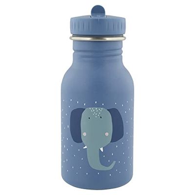 Trixie Drinking Bottle - Mrs. Elephant - 350ml Stainless Steel Water Bottle for Kids - Blue - Leakproof - Eco-Friendly and BPA-Free