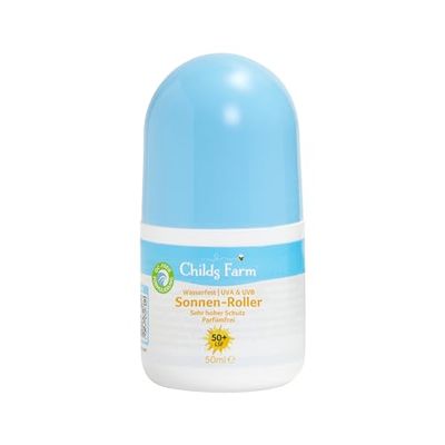 Childs Farm Zonneroller voor kinderen en baby's, zeer hoge bescherming met SPF 50+, waterbestendig, UVA- en UVB-bescherming, 50 ml | geschikt voor droge, gevoelige of ook tot eczeem neigende huid