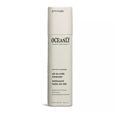 ATTITUDE Oceanly Nettoyant Visage Huile-en-Lait Solide, EWG Verified, Ingrédients d'Origine Naturelle, Soin pour la Peau Végane, PHYTO CLEANSE, Sans Parfum, 30 g