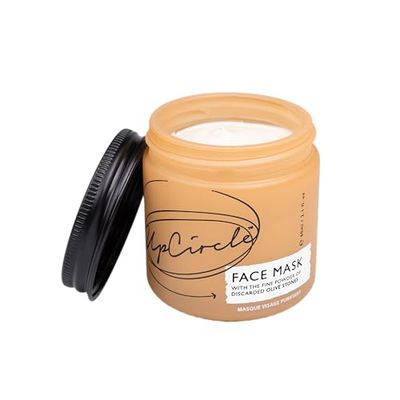 UpCircle Masque hydratant à l'argile Kaolin avec poudre d'olive 60 ml – Masque détoxifiant pour éliminer les taches, les points noirs + prévenir les éruptions cutanées – Huile de curcuma, aloe vera + beurre de cacao – Naturel + végétalien