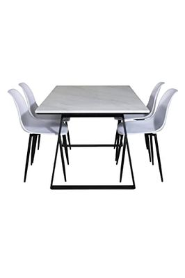 Venture Home GR19835 Estelle & Polar Gastronomia Scrivania con 4 Sedia, 140 cm Lunghezza x 90 cm Larghezza x 74.5 cm Altezza, Bianco