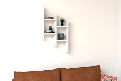 Hanah Home Scandinavian Wandplank, wit, 49,4 x 85 x 14,5 cm, 100% melamine gecoat, deeltjesbord, 18 mm dik, stijlvolle en functionele opslagoplossing