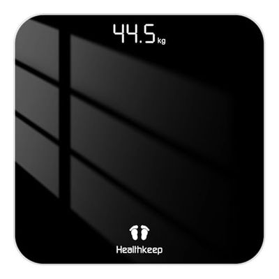 Healthkeep Balance Pese Personne Numérique, Haute Précision avec Affichage Lumineux, Technologie Step-On 5mm Verre Trempé, Haute Précision à 180kg/ 400lb