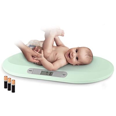 BERDSEN Babyvåg vikt, exakt, upp till 20 kg, mätt värdesminne, stabil, säker, inklusive batterier, Kg/Lb/Oz, färg mint