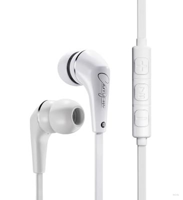Carry-on EB50 Bedrade oortelefoon, in-ear hoofdtelefoon, knoopvrije kabel, microfoon, draagtasje en oordopjes, voor laptop, tablet, iPad, telefoon, gaming - Wit