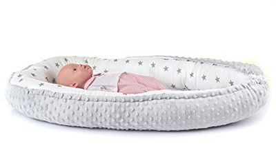 Kospu baby cocoon baby cocoon baby cocoon, nido culla, 100% cotone e peluche minky, anallergico, grigio/stelle